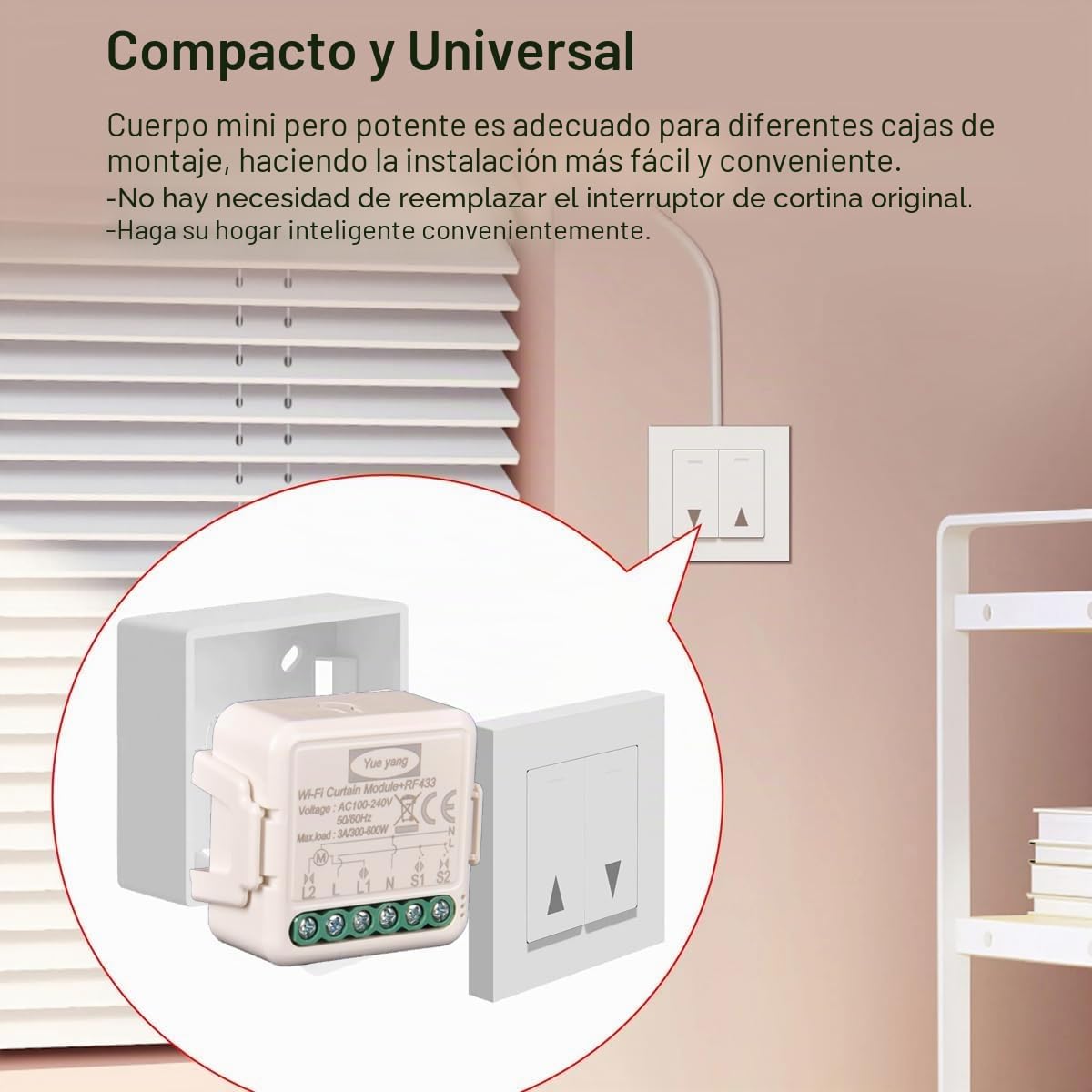 Yueyang Interruptor de cortina Wifi Rf Tuya Smart Life Módulo de persiana enrollable 433 MHz Mando a distancia, para puertas y ventanas de garaje Alexa (2)