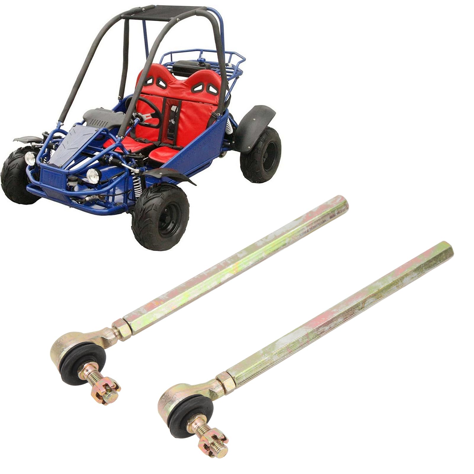 2PCS M10 10 Millimetri Tirante Giunto a Sfera Tirante Testa a Sfera Kit Giunto in Lega di Acciaio Misura per 110cc 125cc 150cc 200cc Quad ATV Go Kart