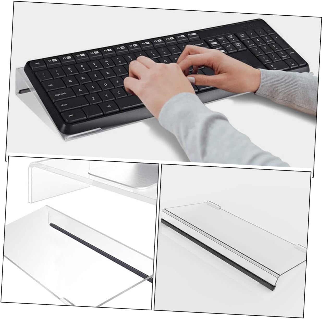 2pcs Acrylic Keyboard Tray Stand Elevated Display Riser for Keyboard Ergonomic Desk Accessory