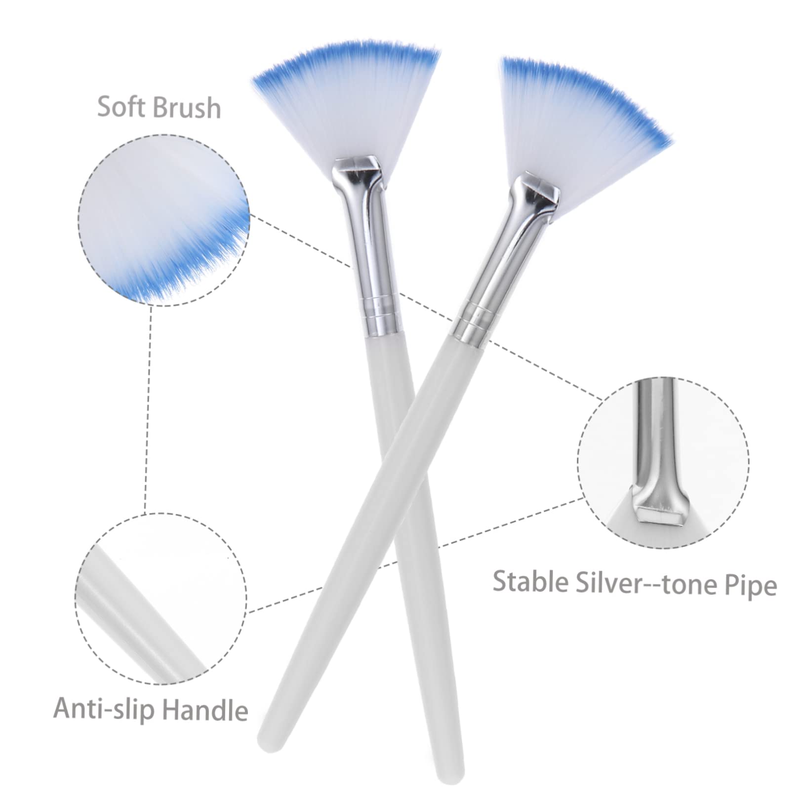 FRCOLOR 4pcs Facial Fan Mask Brush Face Mask Applicator Tool for Skincare Beauty