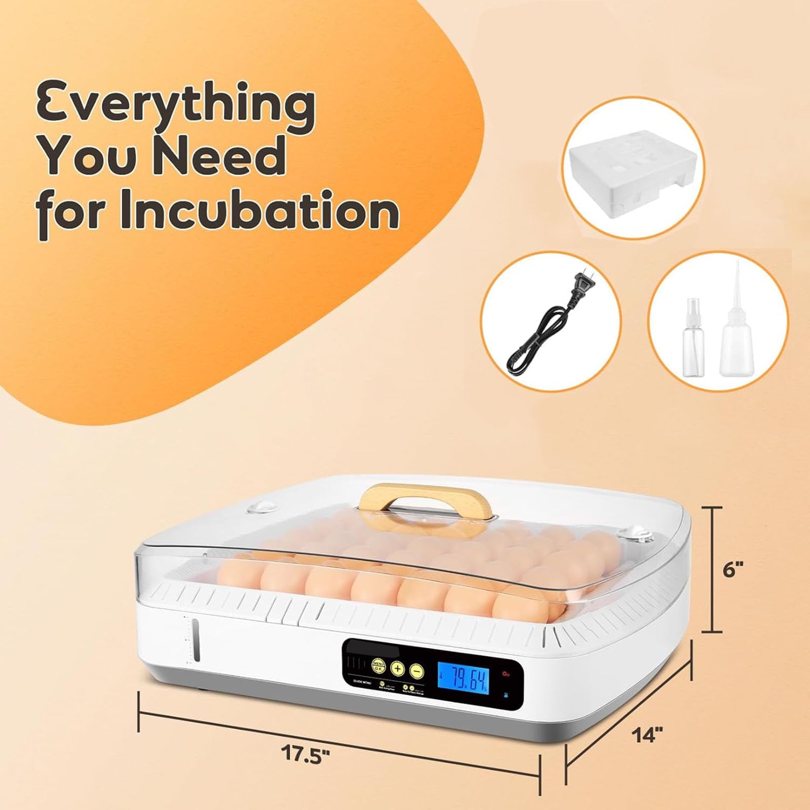 Incubadora automática de huevos para 35 huevos con control de temperatura y humedad, función de giro de huevos para incubar pollos, patos, gansos, codornices