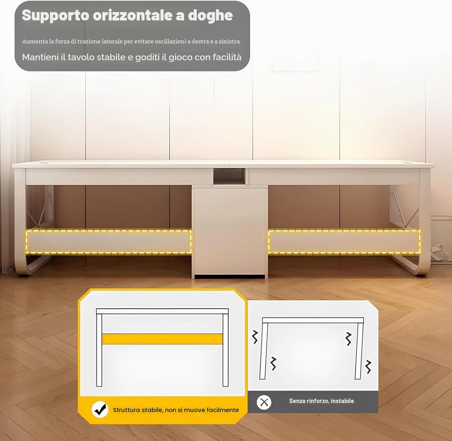 Scrivania per computer, in legno, moderna, doppia scrivania da ufficio, doppia postazione di lavoro con cassetti, scrivania per computer extra lunga per casa e ufficio, bianco, 200 cm