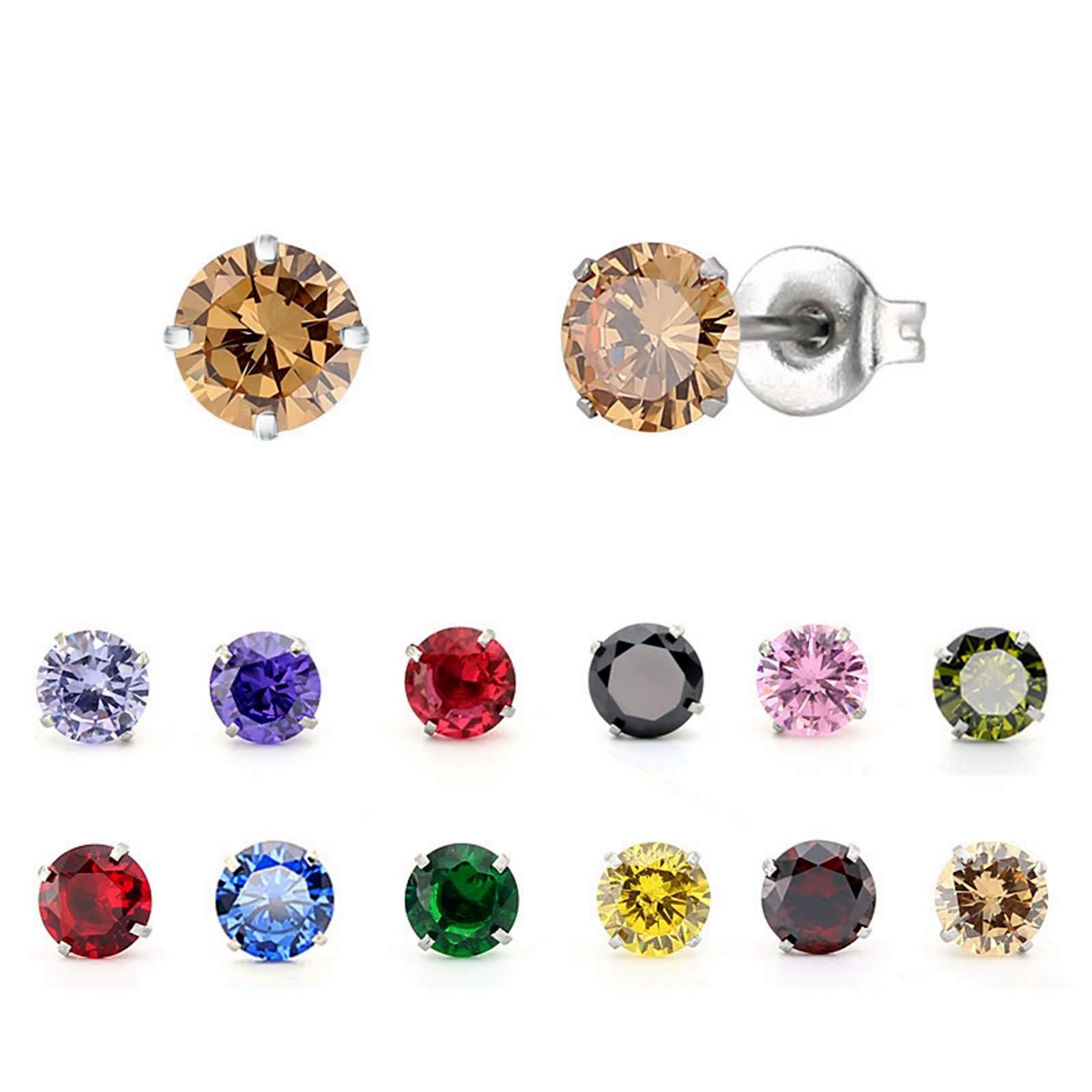 KnSam Pendiente de oro para mujer pendiente de oro para hombre 3 mm redondo zirconia cúbica joyería de acero inoxidable para unisex plata, Acero inoxidable