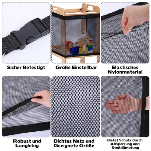 Kleinkinderturm Sicherheitsnetz 78x53cm, Oxford-Stoff mit Reißverschluss, Zweilagig & Verstellbar, Stauraum für persönliche Gegenstände, 4-Seitiger Schutz für Küchenhelfer & Lernturm