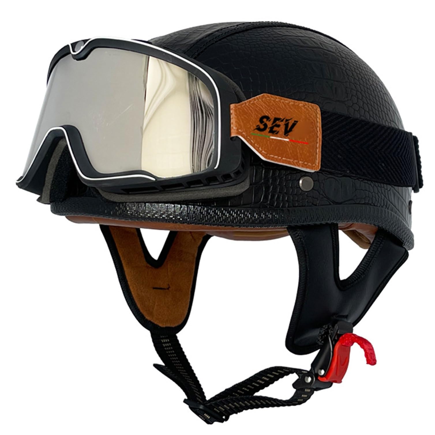 Casque Moto Jet Léger d'Été Style Bol Vintage avec Lunettes