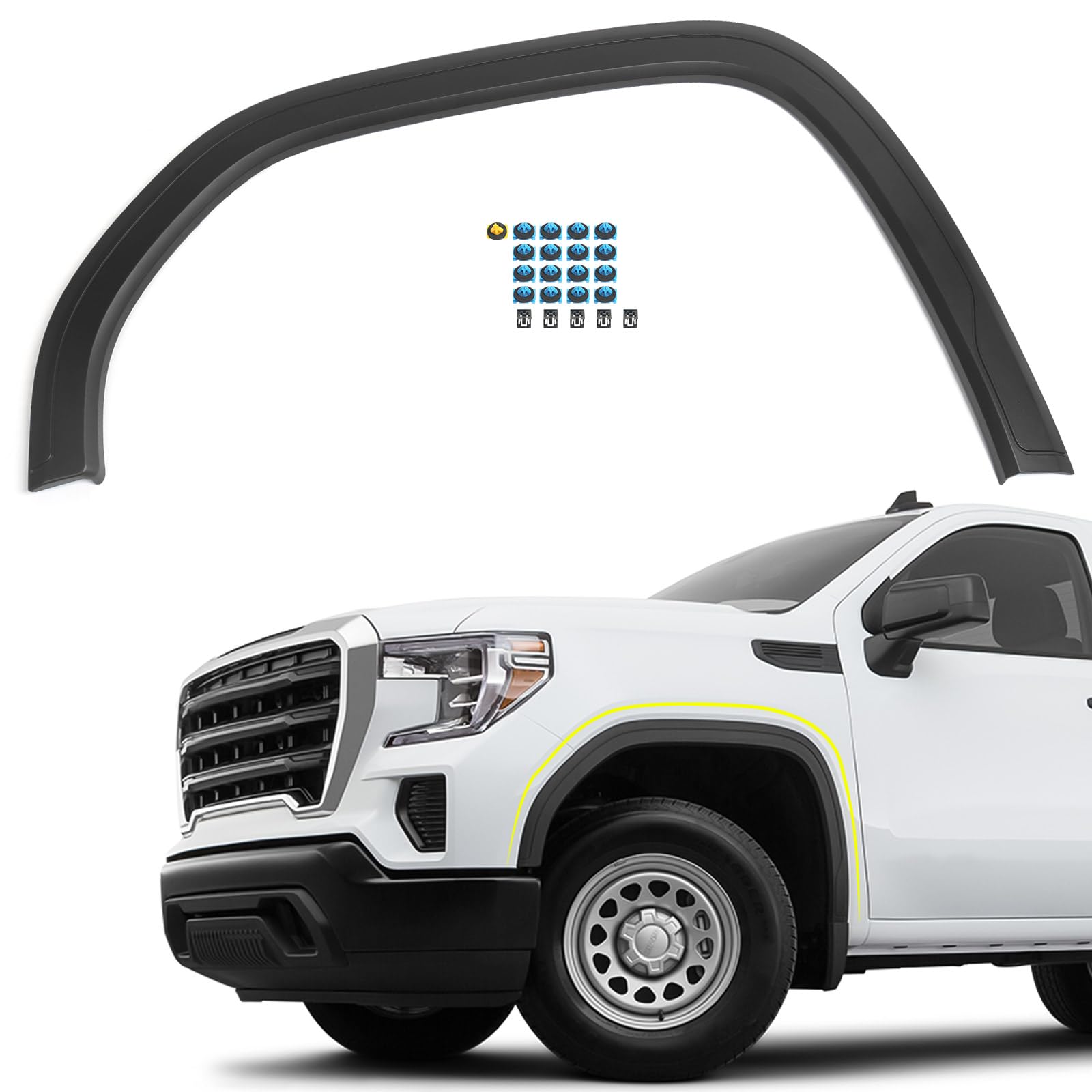 VLINCAR Front Fender Flare Compatible with GMC Sierra 1500 2019 2020 2021 2022 2023 2024 Wheel Opening Flare Molding Arch Trim Left Driver Side LH