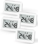 DOOMAY 4-Pack Mini Thermomètre intérieur Hygromètre, Humidité avec ℃/℉ Interrupteur, moniteur de température numérique de l'humidité pour serre, chambre de bébé, cellier, incubateur de reptiles, placard