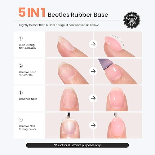 Miniatura 9 de Beetles - Esmalte de uñas de gel base de color, 1 unidad de 0.5 onzas líquidas, esmalte de uñas en gel rosa, base de goma, esmalte de uñas nude 3 en