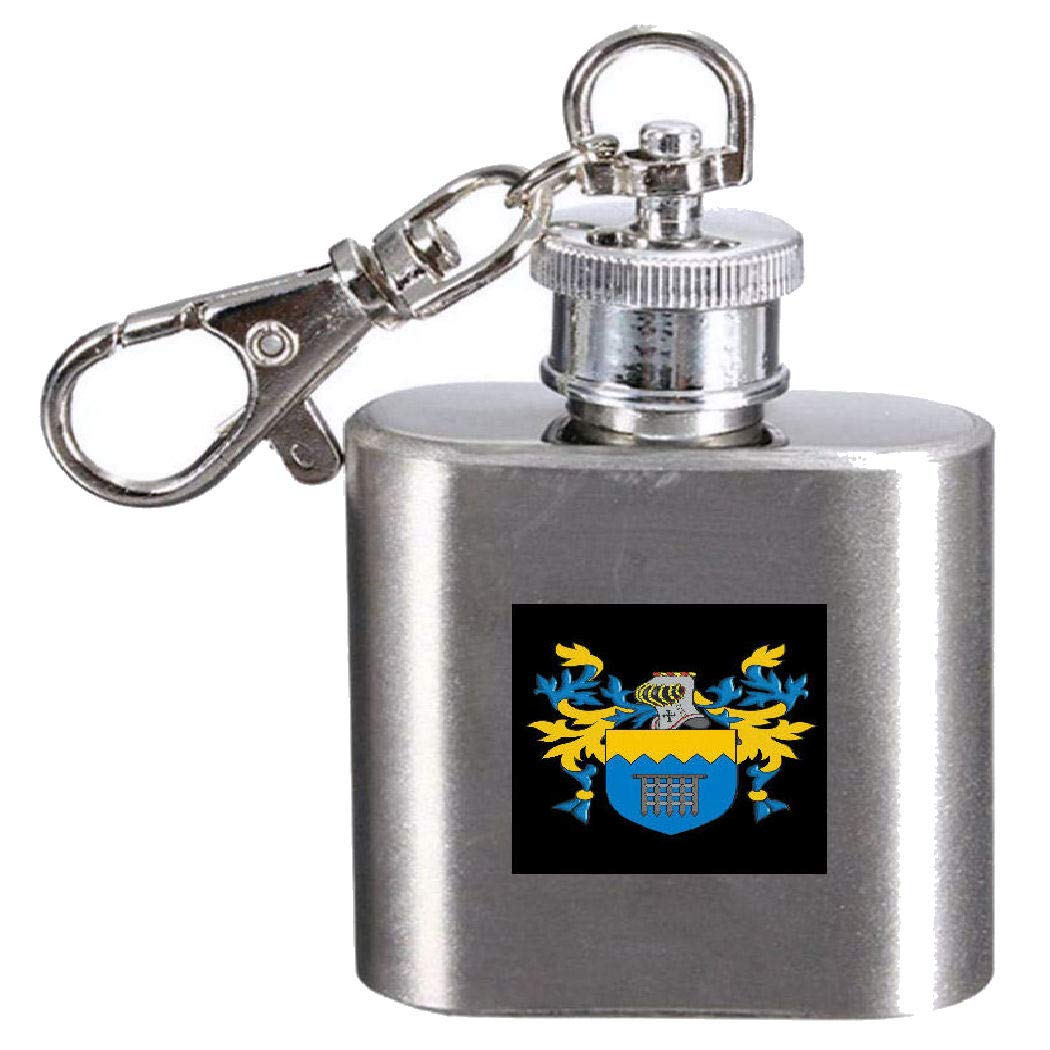Flasque avec blason du nom de la famille Clee 28,3 ml en acier chic