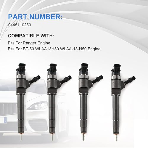 Miniatura 2 de 4pcs nuevos inyectores de combustible diesel 0445110250 se adapta para Ford-Ranger, para Mazda BT-50 WLAA13H50 WLAA-13-H50 piezas del mercado de