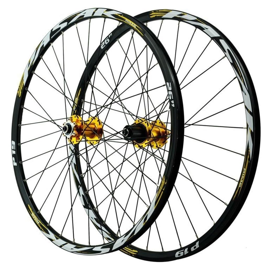 LPYDWZ MTB Bike Wheelset 24/26/27.5 Inch Disc Brake 29 ER Double Wall Bike Rim Hybrid/Sealed Bearing QR 135mm for 7-12 Speed(Gold,27.5 inch)