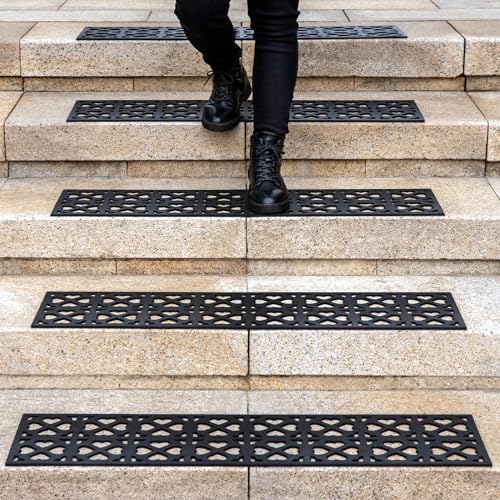 Snapklik.com : Spurtar Rubber Stair Treads Non Slip Outdoor 35x10