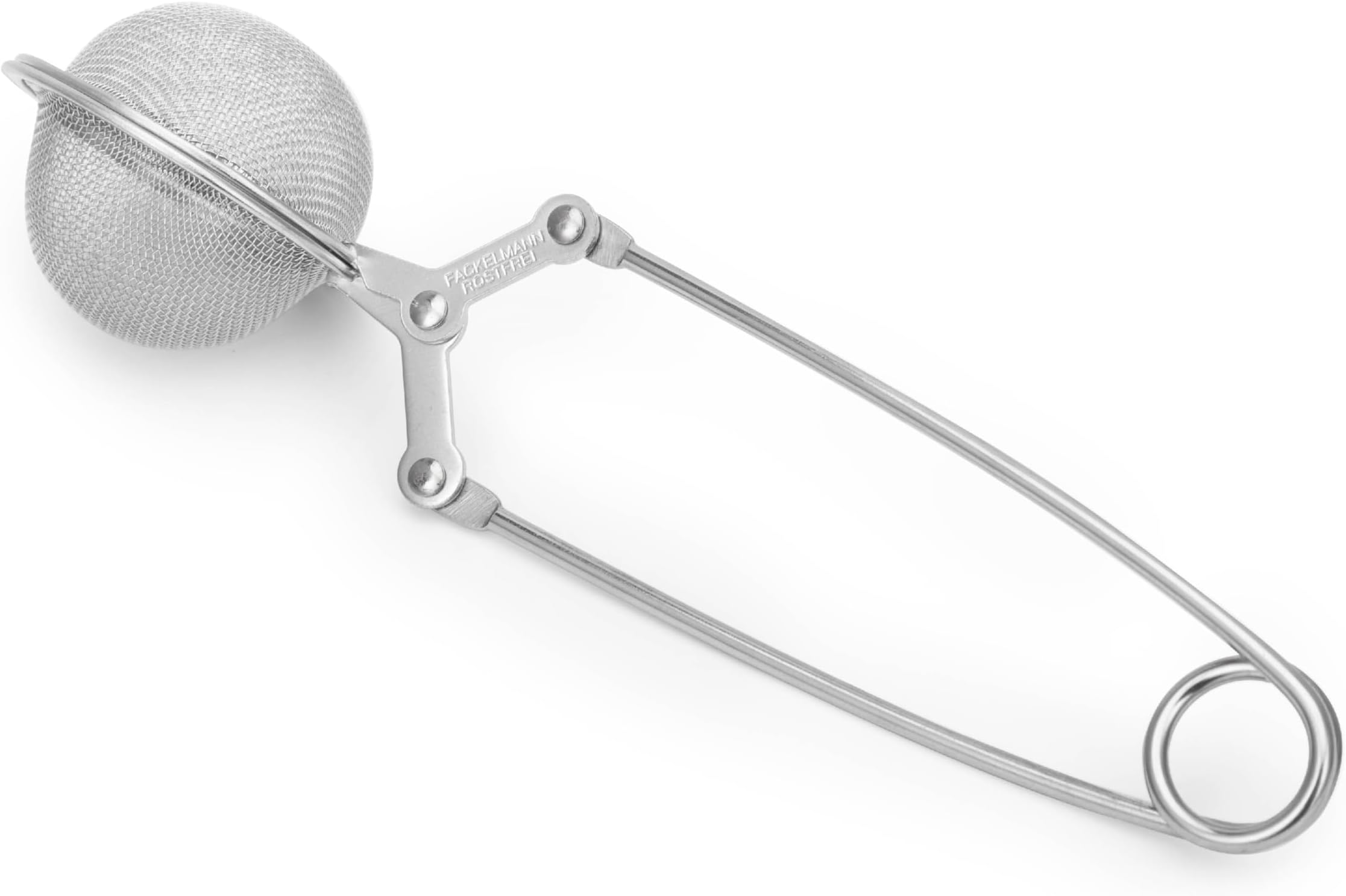 Fackelmann Food Grade Stainless Steel Tea Infuser/Tea Ball/Tea Filter for Kitchen | Rust Resistant and Dishwasher Safe | BPA Free | Non - Toxic | Extra Fine Mesh Tea/Spices Strainer - 15 cm, Steel
