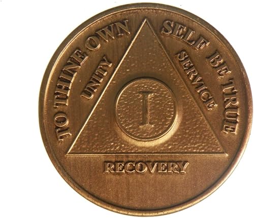 1 Año Bronce AA (Alcohólicos Anónimos) Cumpleaños - Medallón de Recuperación AniversarioMonedaChip