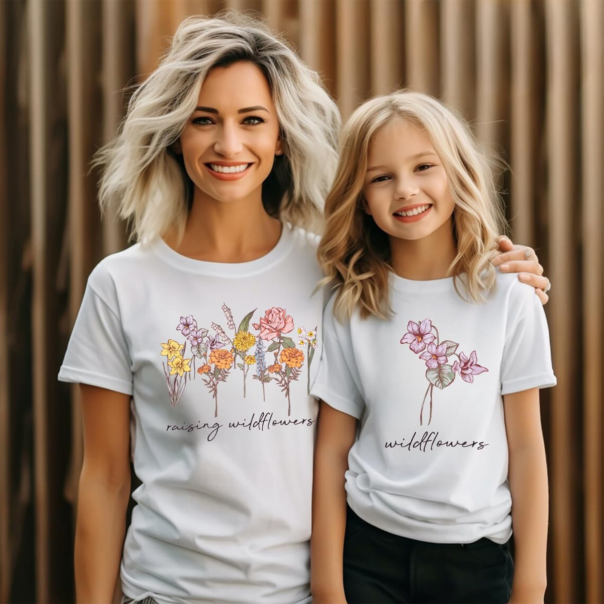 LOTUCY Raising A Wildflower Shirt Mom Toddler Matching Tshirt Mommy and Me Matching Tee Mother Daughter Son Mama Mini Outfit