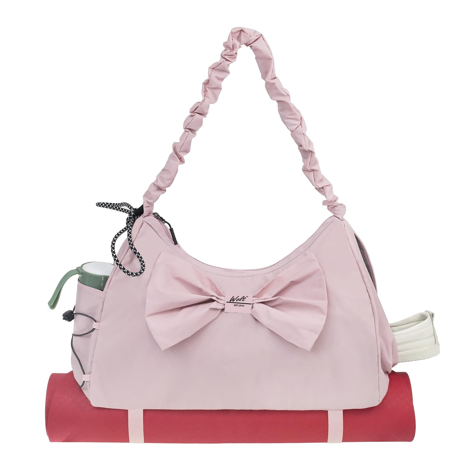 Gym Bag For Women, Yoga Mat Bag with Shoes Compartment, Wet Pocket and Water Bottle Pocket