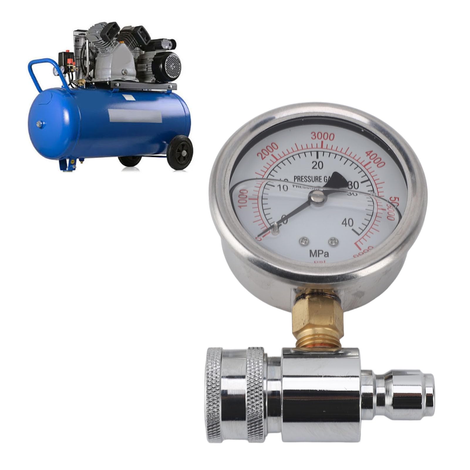 CDQL Hochdruckreiniger-Manometer – Manometer-Set – 3/8 Zoll Schnellanschluss – 6000 PSI