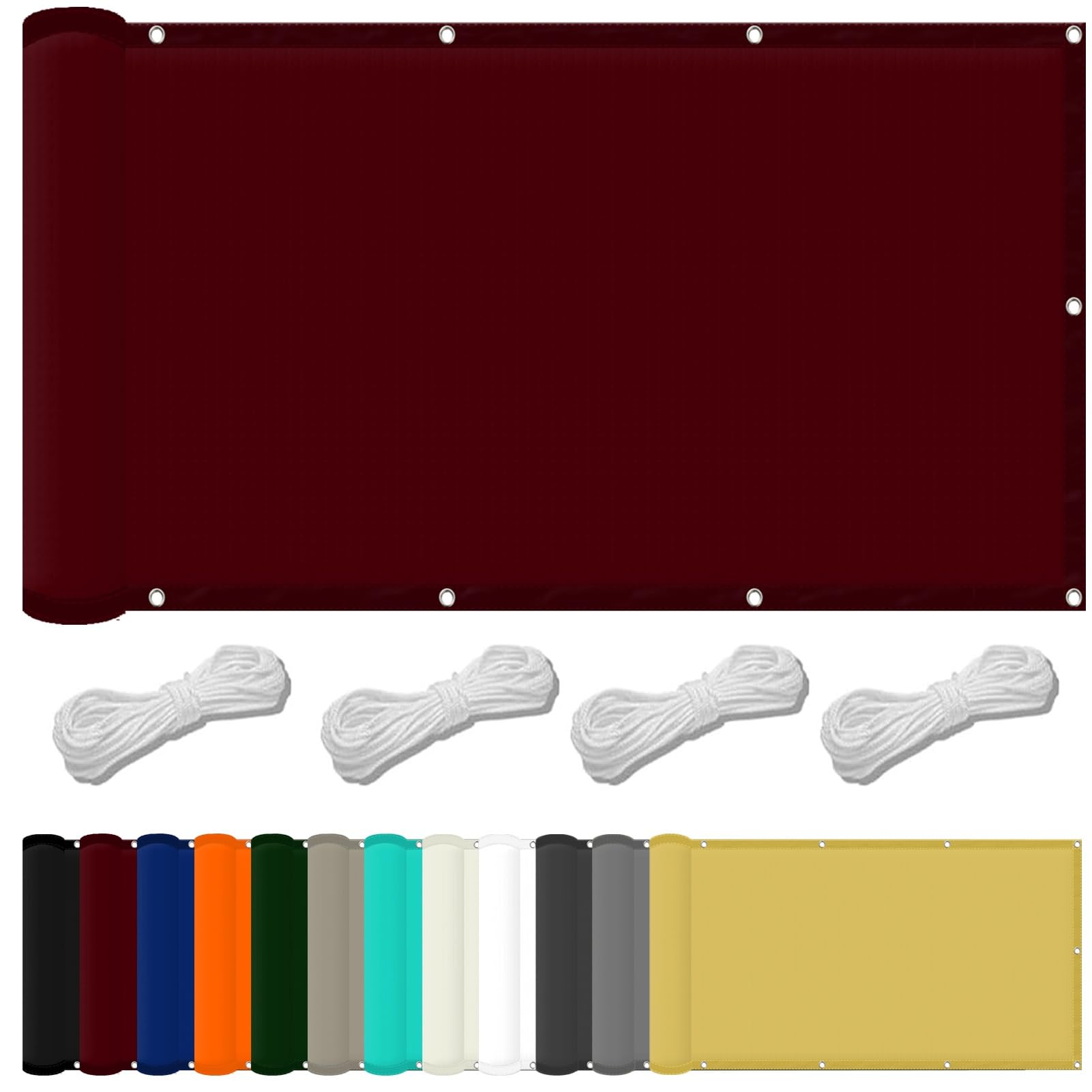 GLDYTVF Waterproof Camping Shade Tarp 1.4 x 5.5m Outdoor Sunblock Patio Awning Canopy for Camping Hiking and Picnics Red Wine Color with Fixing Kit