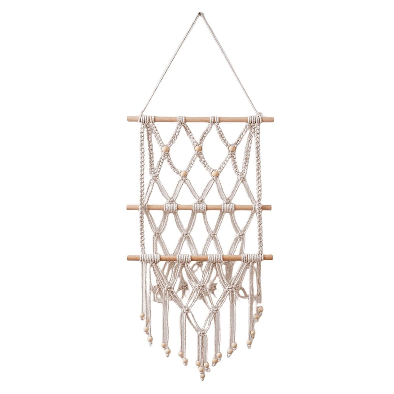 Tsophreniq Wall Cotton Rope Woven Plant Hangers Fringe Tapestry Wall Hangings Shelf Wood Floating Shelf Keep Belongings in Order