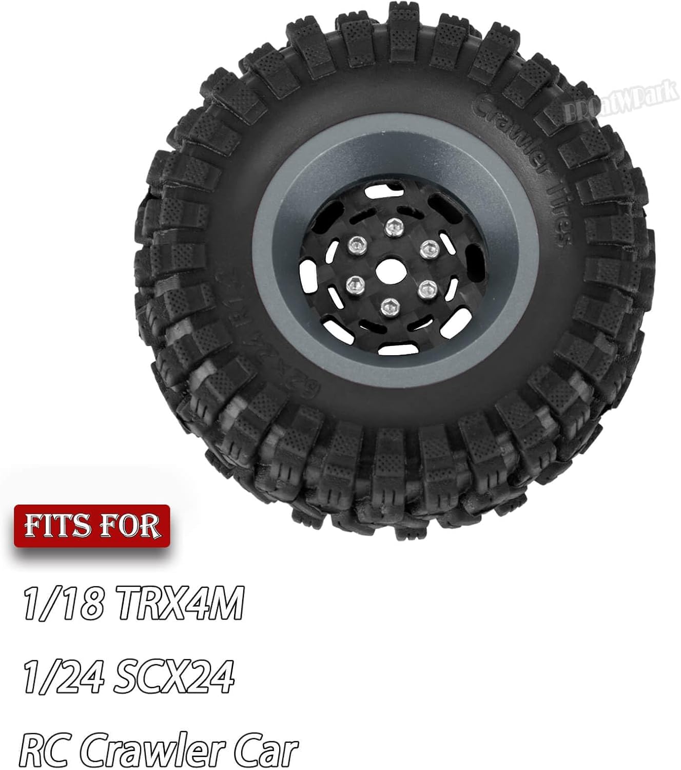 RC 1.2" Carbon Fiber Beadlock Wheels and Tires for 1/18 TRX4M,1/24 SCX24 RC Crawler Car,4PCS Carbon Fiber 1.2 Wheels Rims & Rubber Tires - C