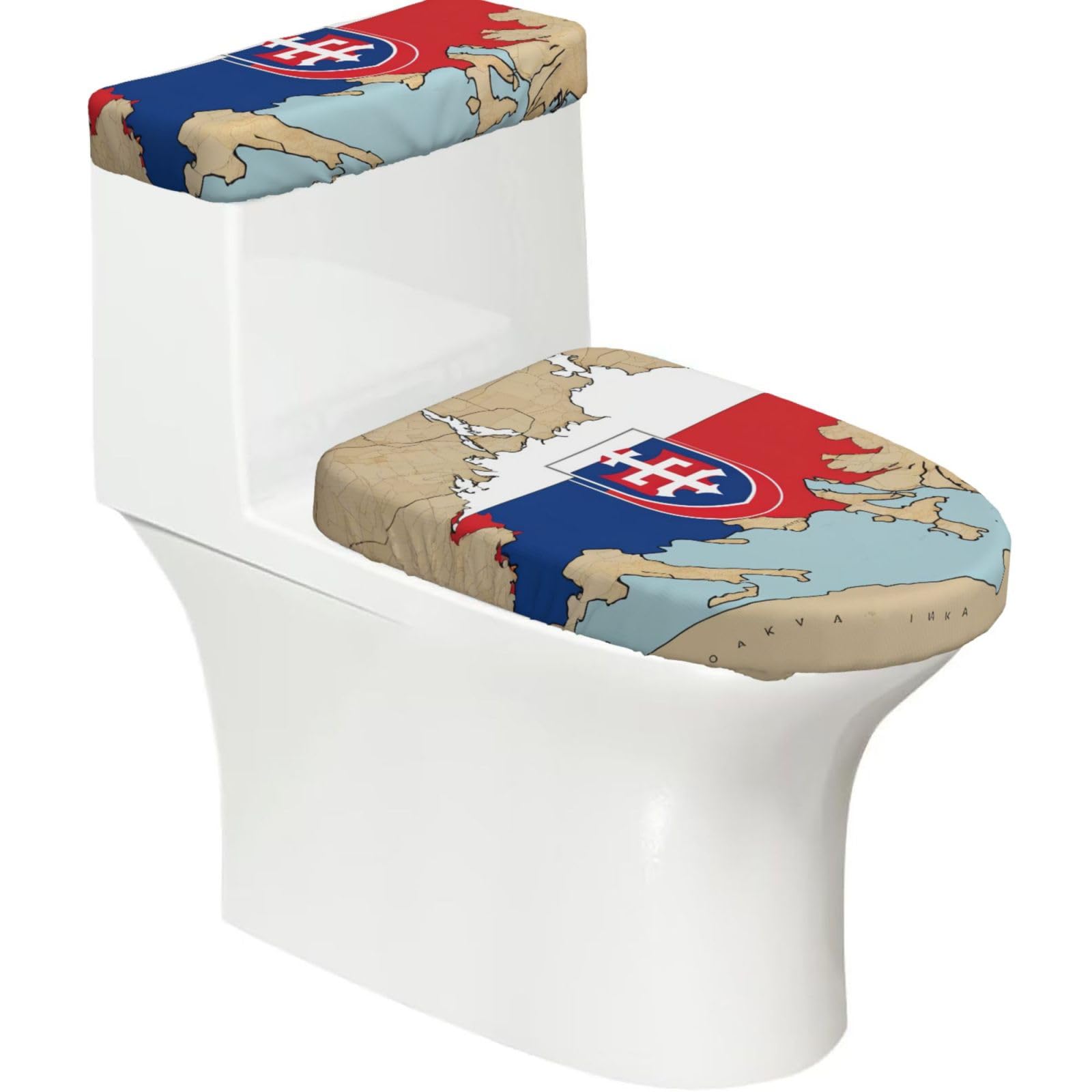 Slovakia Position Flag Map Print Bathroom Decor Toilet Lid Cover And Tank Covers, Restroom Accessories Fits Most Round