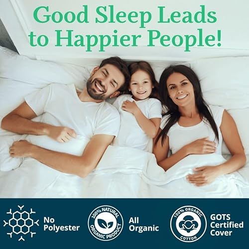 Miniatura 9 de OrganicTextiles - Almohada de látex 100% Talalay con funda de algodón orgánico (tamaño estándar, mediano), con certificación GOTS, almohada de cama