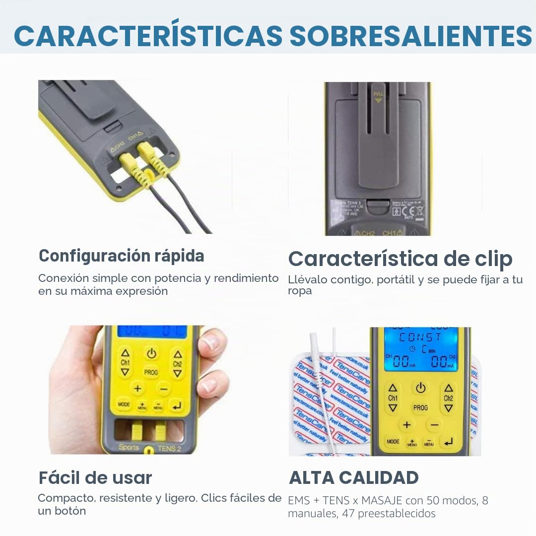 TensCare - Tens2 Sports para Alivio de Dolor, Tonificación y Relajación Muscular