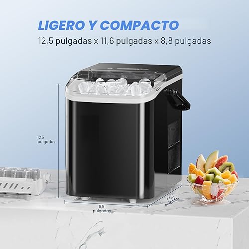 Miniatura 4 de NEWBULIG Ice Makers Countertop with Handle, Portable Ice Machine, 9 Bullet Ice Cubes in 6 Mins, 26lbs in 24Hrs, Auto-Cleaning, with Basket and
