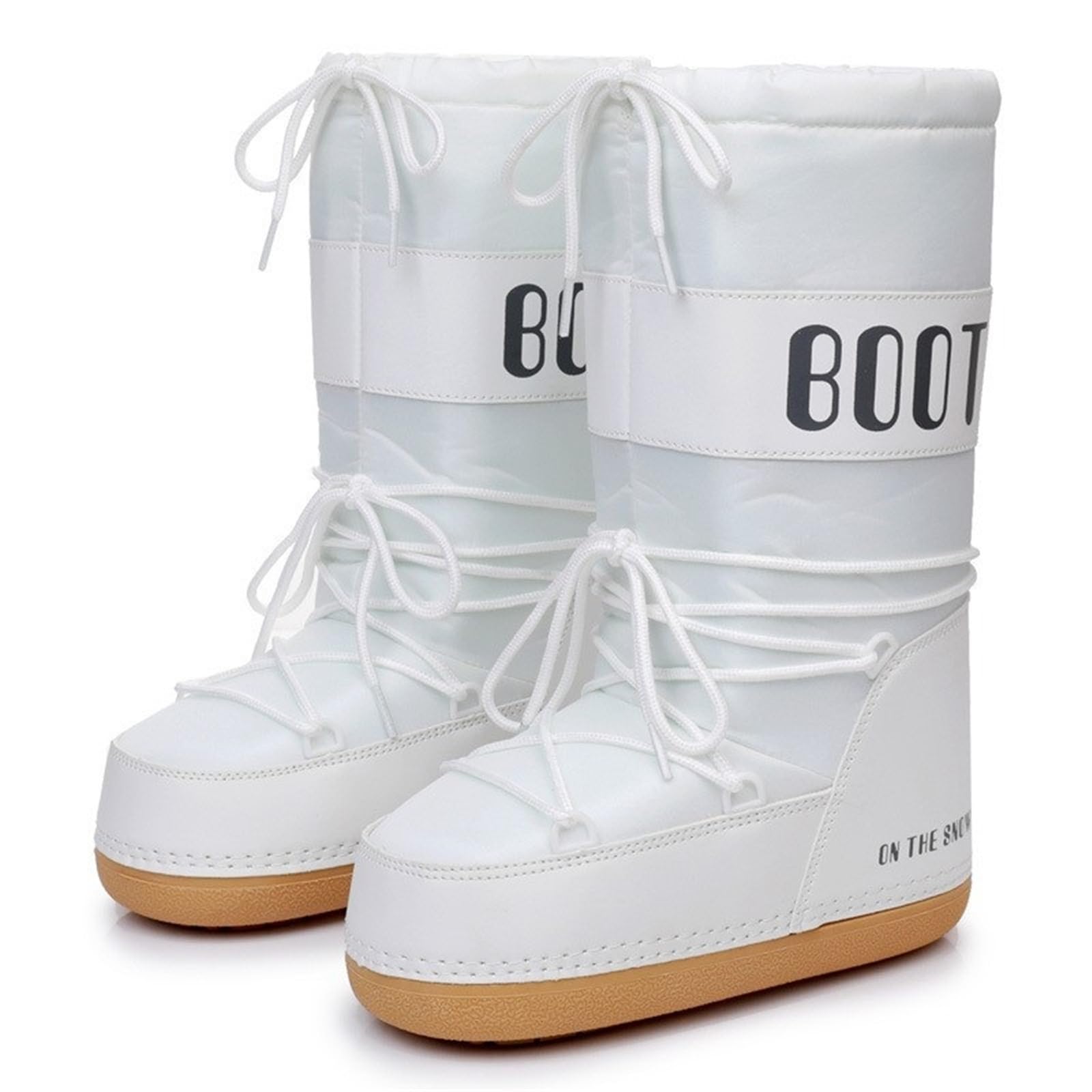 Womens Winter Skiing Fur Duck Boots Waterproof Non-Slip Mid Calf Ankle Booties With Removable Insoles For Snow Hiking