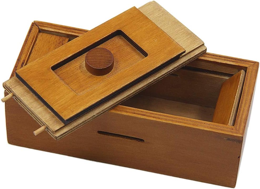 ATDAWN Puzzle Gift Case Box with Secret Compartments, Wooden Money Box to Challenge Puzzles Brain Teasers for Adults : Toys & Games