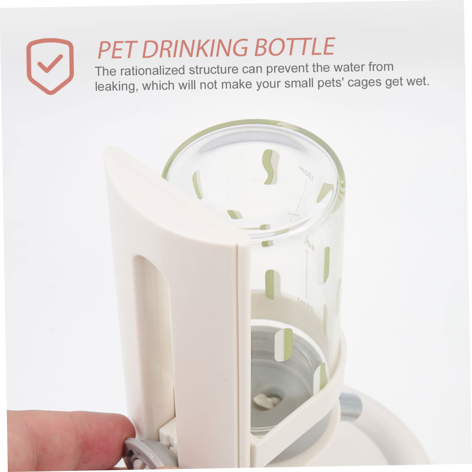 Hamster Automatische Trinkflasche mit Halter, Auslaufsicher, Weiß
