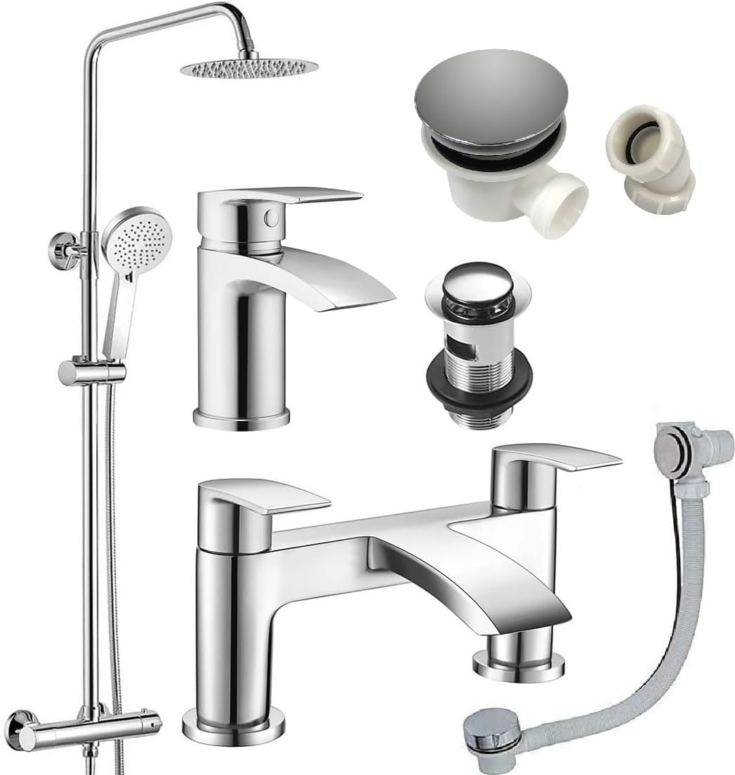 Ensemble complet de douche thermostatique Belantia chrome haut de gamme