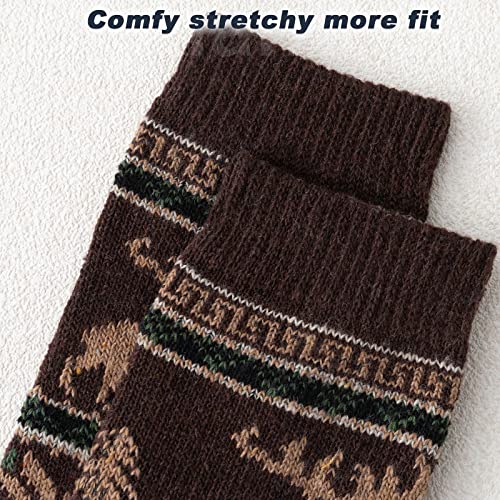 Image of IIG 5 Pairs Women's Vintage Style Thick Wool Warm Winter Crew Socks