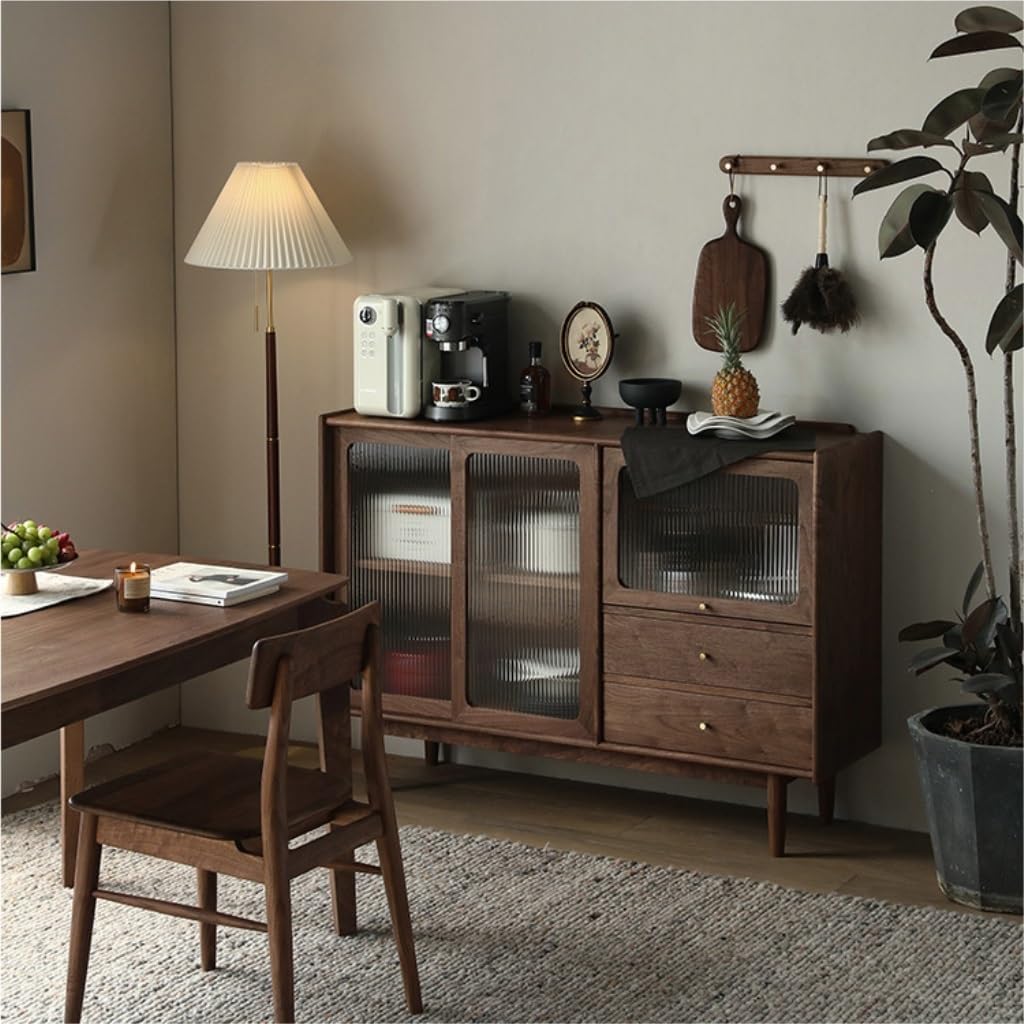 Sideboard Buffet Cabinet Solid Wood Restaurant Tableware Storage Cabinet Modern Buffet Cabinet Living Room Decorative Cabinet Home Tableware Cabinet Kitchen Storage Cabinets(S:120 * 40 * 90cm)