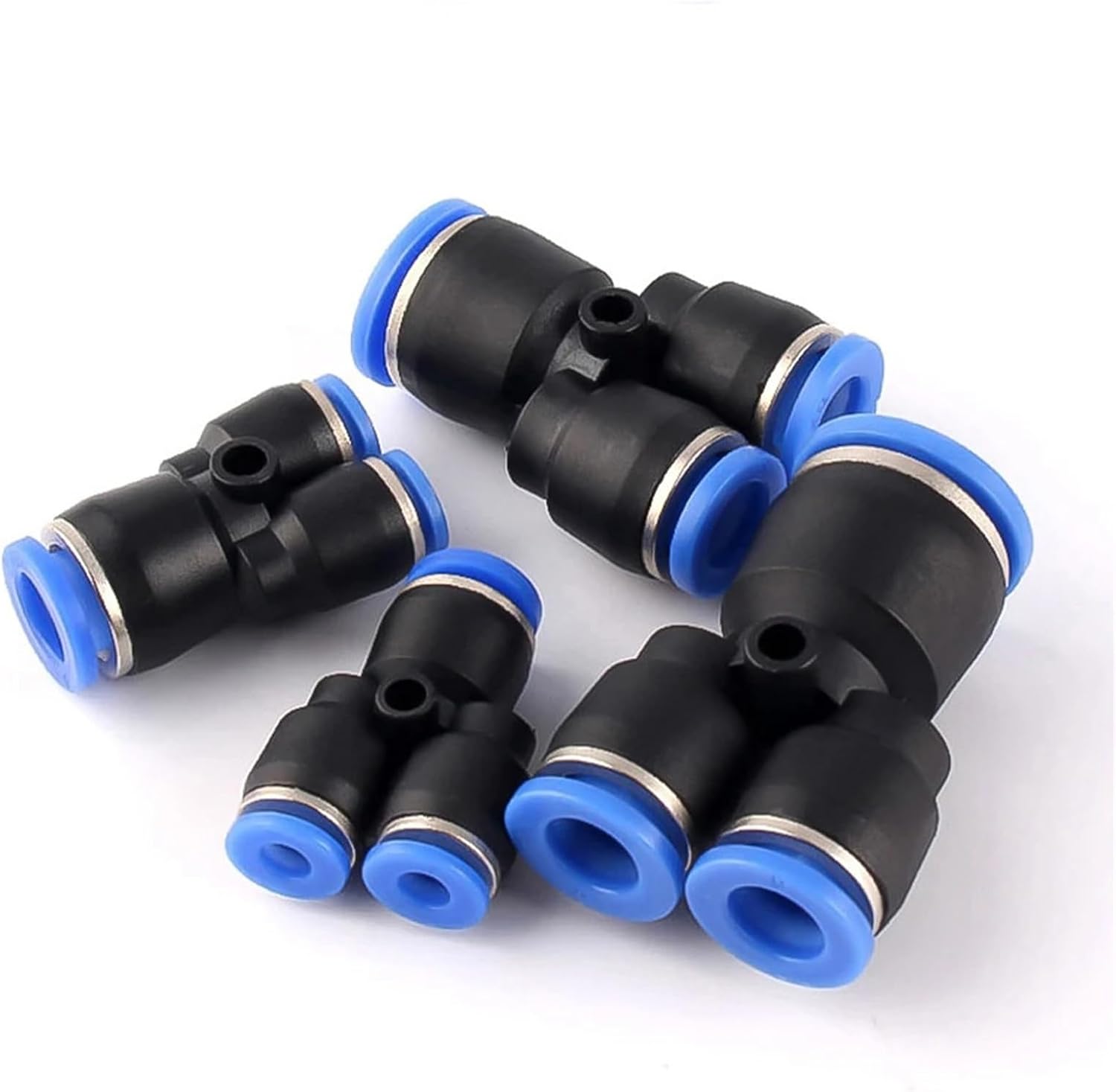 PY PW Pneumatic Quick Coupling Tee Reducing Y-type Pipe Fitting Plastic 4 6 8 10 12 14 16mm Hose Blue 1Pcs(PW12-8)