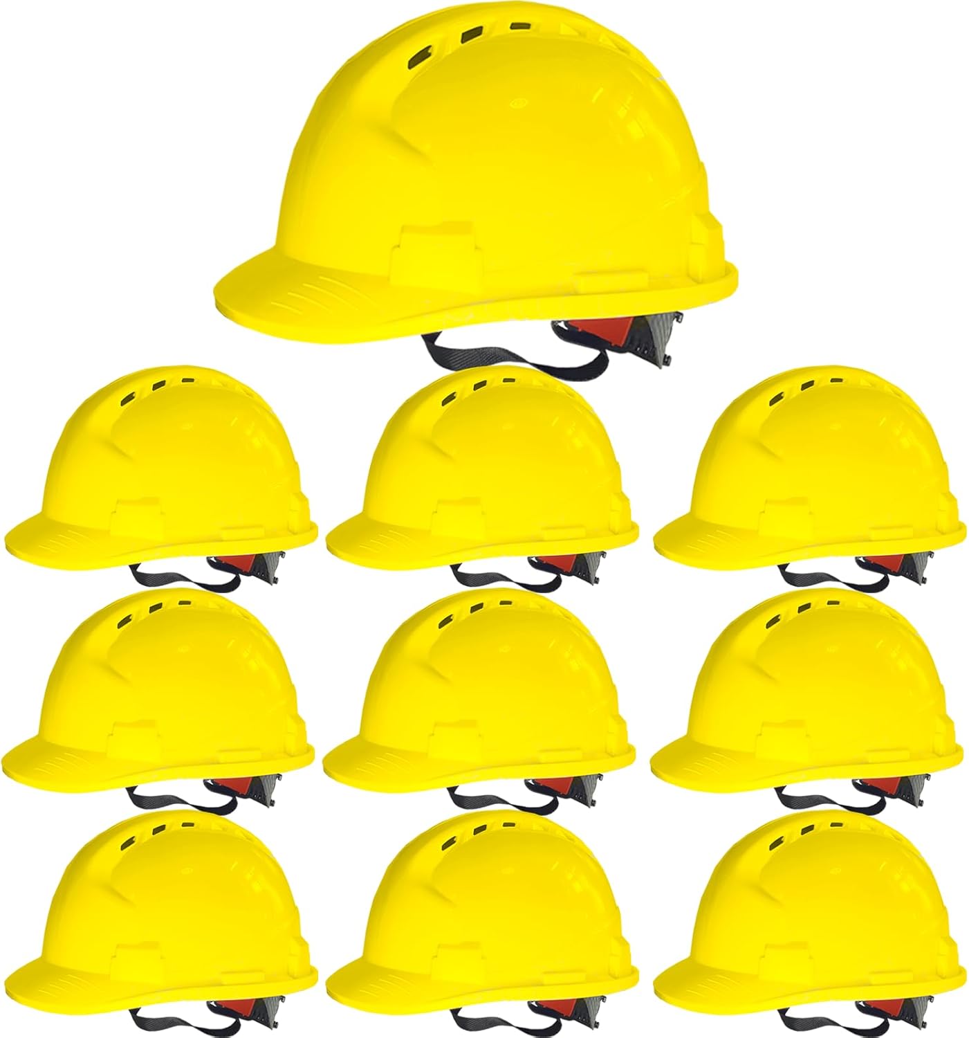 4 Pt. Suspension Hard Hat Bulk Safety Helmets Adjustable Ratchet Hard Hats, Vents & Sweat Cotton Brow Pad - ABS Construction Safety Helmets for Work Sites & Outdoor Labor Yellow 10