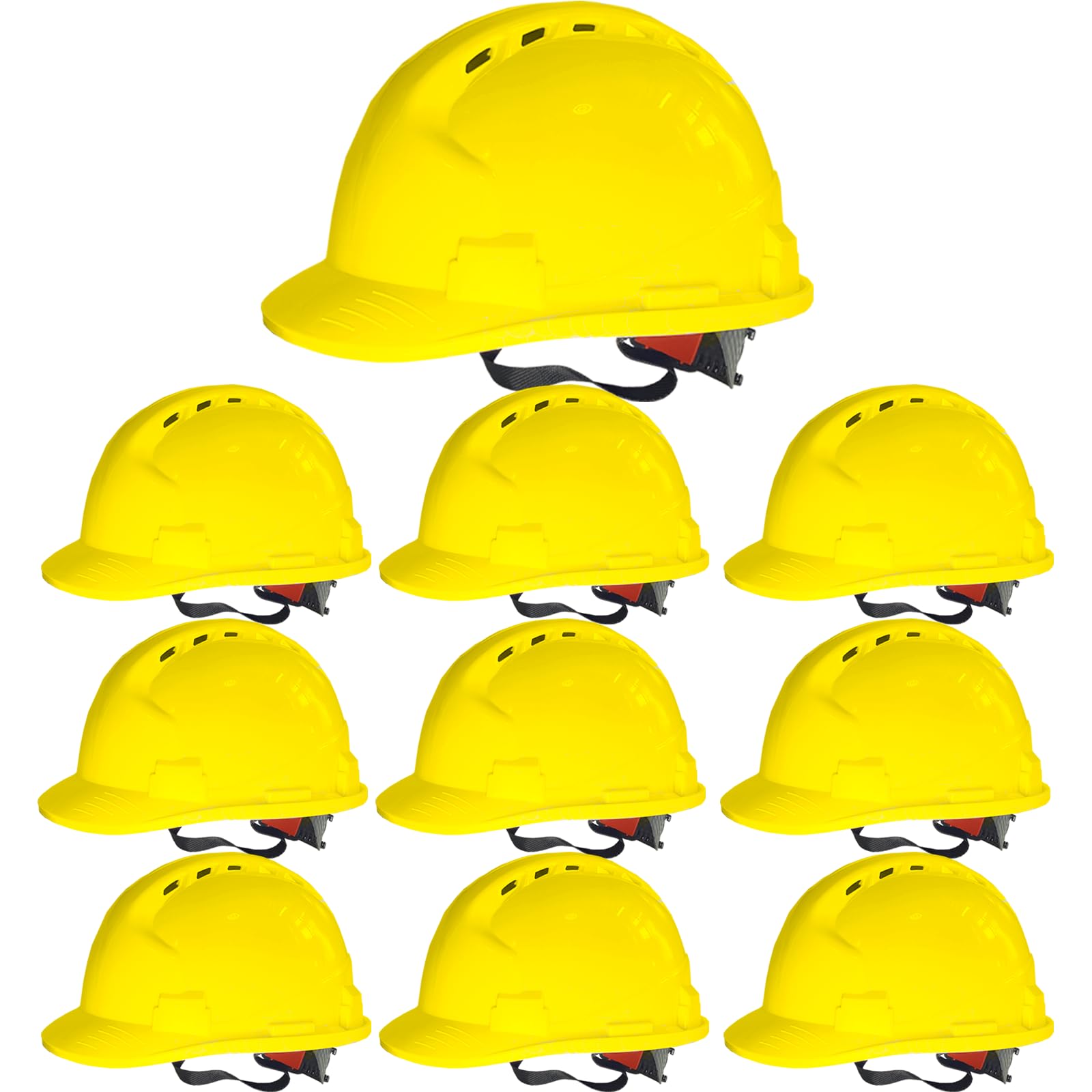 6 Pack 4 Pt. Suspension Hard Hat Bulk Safety Helmets Adjustable Ratchet Hard Hats, Vents & Sweat Cotton Brow Pad - ABS Construction Safety Helmets for Work Sites & Outdoor Labor