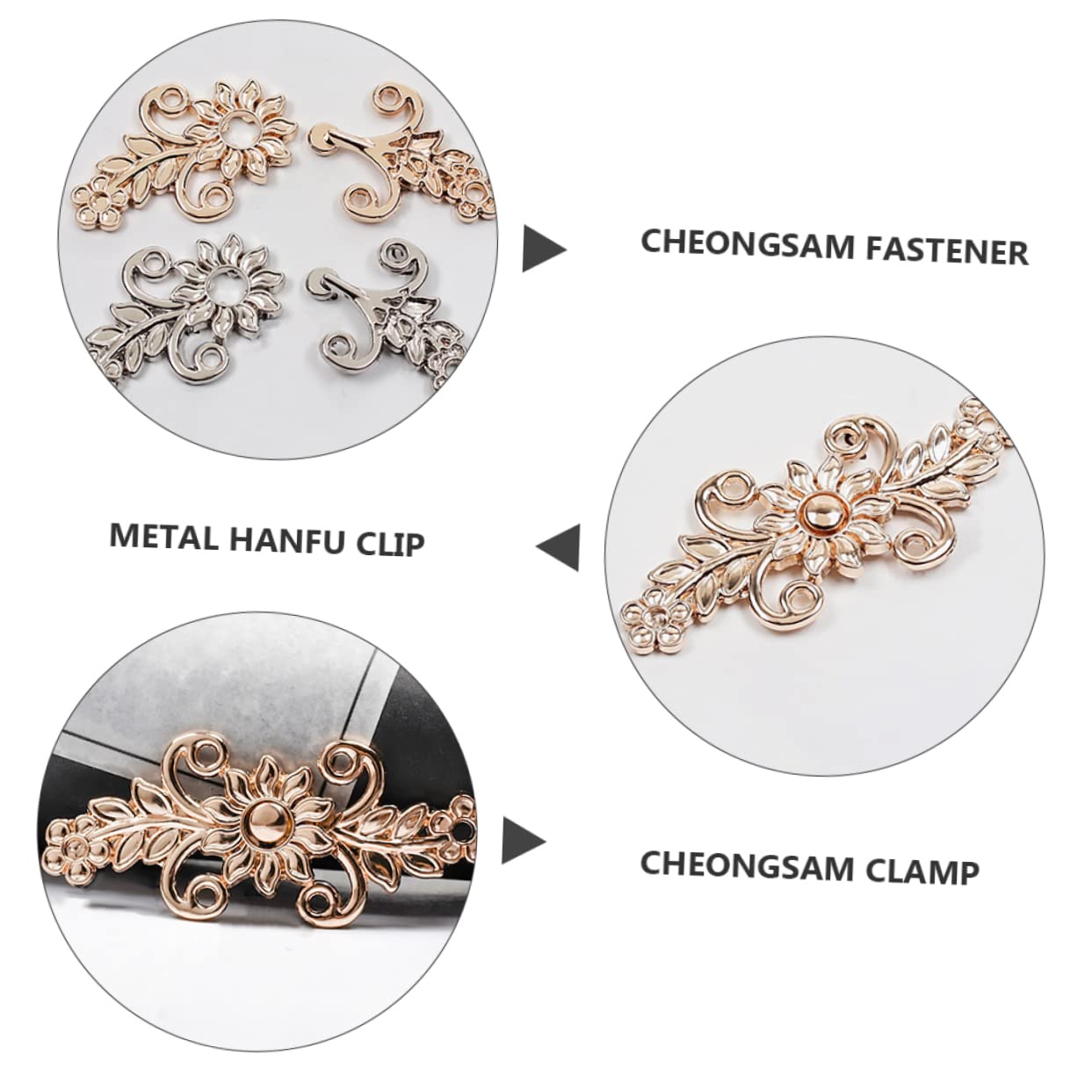 6 Stück Cheongsam Metall Verschlüsse Mit Blumenmuster – Hanfu Kleidungsclips Aus Zinklegierung 4,8 X 2 Cm Für Strickjacken, Capes & Traditionelle Kleidung