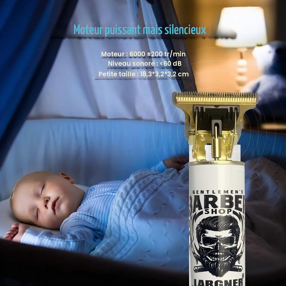 Tondeuse à cheveux professionnelle pour homme – Ensemble tondeuse électrique sans fil rechargeable à lame en T, tondeuse à cheveux de barbier pour homme