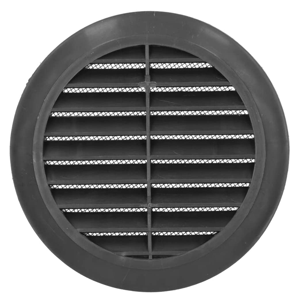 SolaDirect Graphite Grey Louvred Wall Vent Grille With Flyscreen For 100 mm / 4" Round Wall OutletAir Ventilation Duct Cover With Flange from B&Q