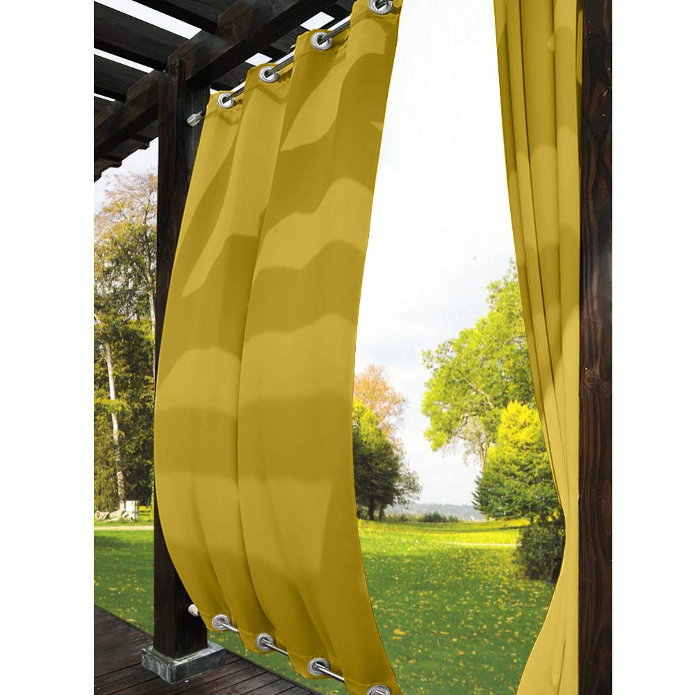 Tende impermeabili per esterni, antivento, con occhielli, colore giallo, 254 x 244 cm, per gazebo, veranda, terrazza, patio, 1 pezzo