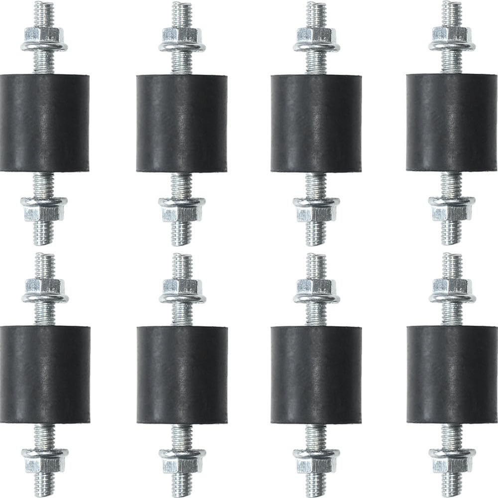 8pcs Rubber Vibration Isolator Mounts 20 x 15mm Shock Absorber with M6 x 19mm Studs Vibration Isolators
