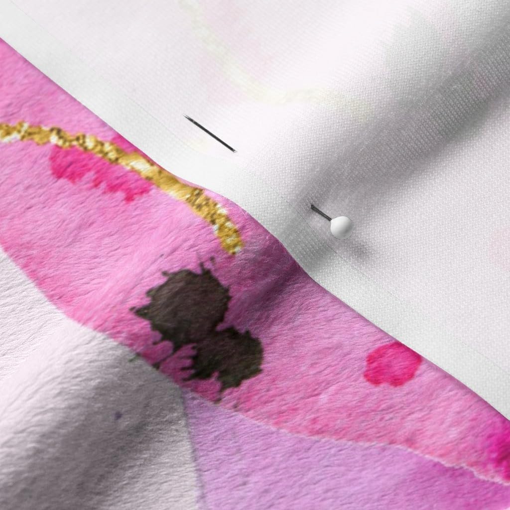 Spoonflower Fabric - Valentine Flamingos Watercolor Nursery Girl Room Pink Hearts Large Printed on Minky Fabric by The Yard - Sewing Baby Blankets Quilt Backing Plush