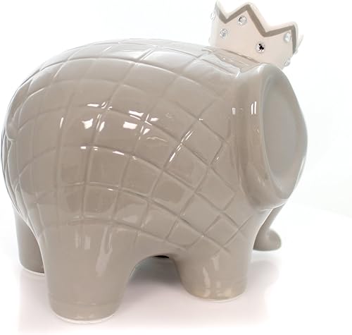 Miniatura 4 de Child to Cherish Alcancía de elefante de coco de cerámica, color gris