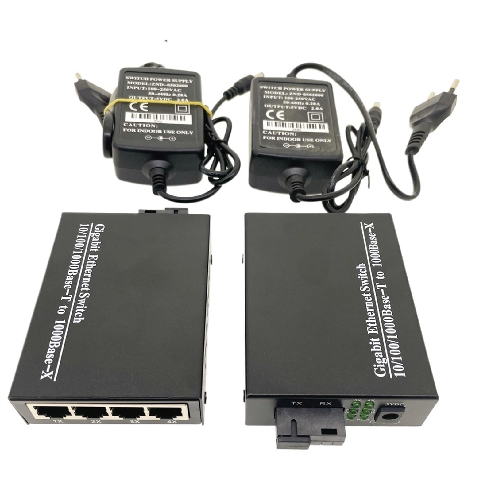 Port Światłowodowy 1G4E 1,25G I Przełącznik Gigabit Ethernet 4 * 10/100/1000M 1 Port Światłowodowy 1,25G 4 RJ45 Konwerter Światłowodowy