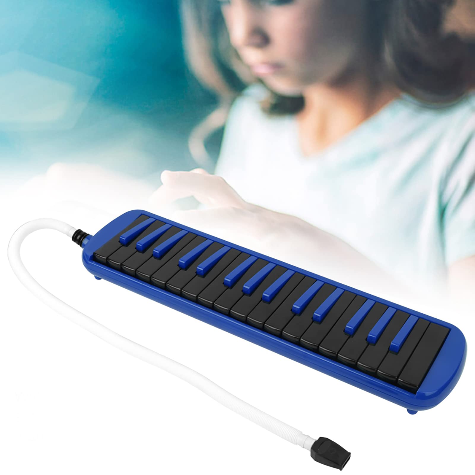 32 Key Melodica Instrument Keyboard,F32S Melodica Instrument With Storage Bag Blowpipe Mouthpiece for music Beginner Air Piano Keyboard (Blue)