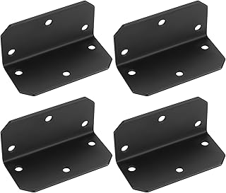 4 Stk Winkelverbinder, 100 x 100 x 50 mm Eckwinkel Metallwinkel 90 Grad Lochwinkel, Schwerlast Winkel, Bauwinkel, Holzverbinder, Lochplattenwinkel, Möbelverbinder Montagewinkel,schwarz