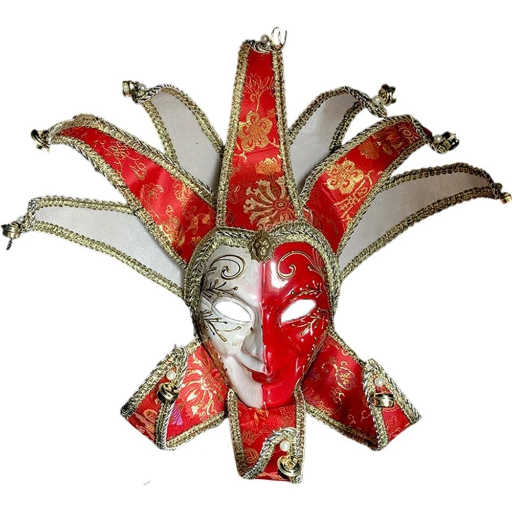 Ericetion Artistic Venetian Masquerade Mask Dance Props Full Face Retro Venetian Masquerade Masks Jester Face Mask for Party Holloween