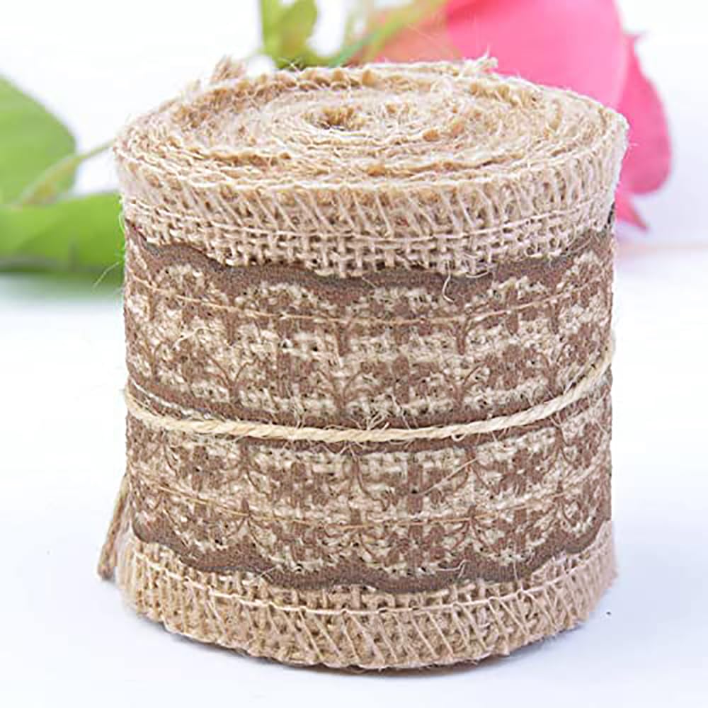 CCSimple Nastro In Iuta Con Pizzo Vintage 10 M X 5 Cm – Bianco, Per Decorazioni, Matrimonio E Artigianato