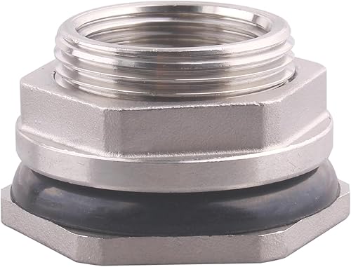 Miniatura 8 de DERNORD Conector de tanque de agua hembra de 1 pulgada, accesorios de mamparo de acero inoxidable, paquete de 5